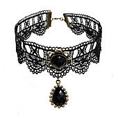 Чорний мереживний чокер у вінтажному стилі "Abageil" — чорний Aushal Jewellery