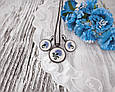 Сережки і кулон з вишивкою "Волошки", фото 2