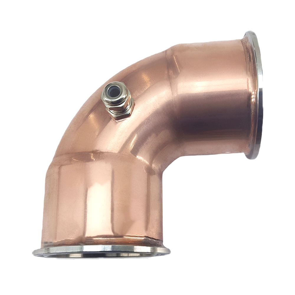 Мідне відведення 90º "Kors Professional cuprum plus" 2" кламп із ніпелем для термометра, фото 1