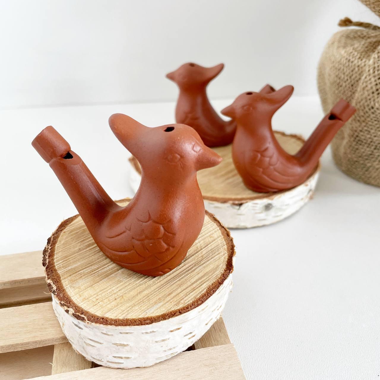 Дитячий керамічний свисток Пташка (з водою), розмір 8,0 х 5,5 х 3,0 см, фото 1