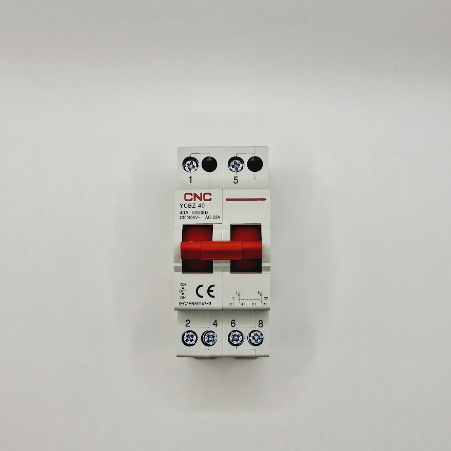 Перемикач навантаженняCNC Electric 2P 40А I-0-II (YCBZ-40 2P) до байпаса 1-0-2