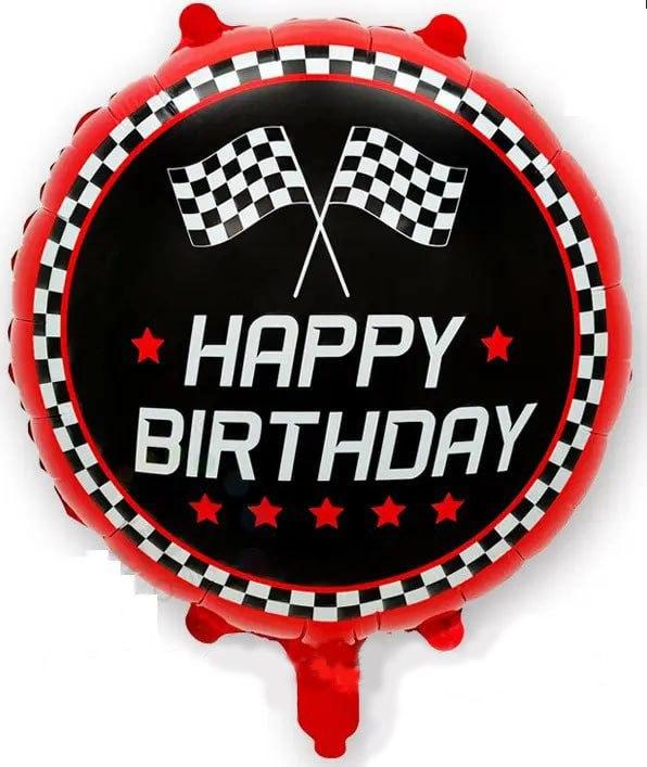 Фольгована кругла повітряна куля "Happу Birthday" гонка, 18" 45 см