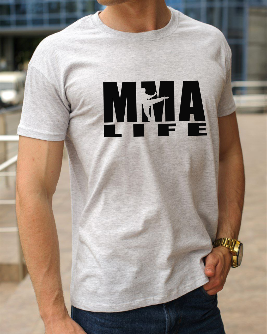 Модні футболки чоловічі MMА,боксерські принти,бавовняна футболка принт MMA життя,розмір S, фото 1