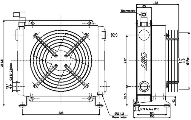 розміри маслоохолоджувача SS240300A-P