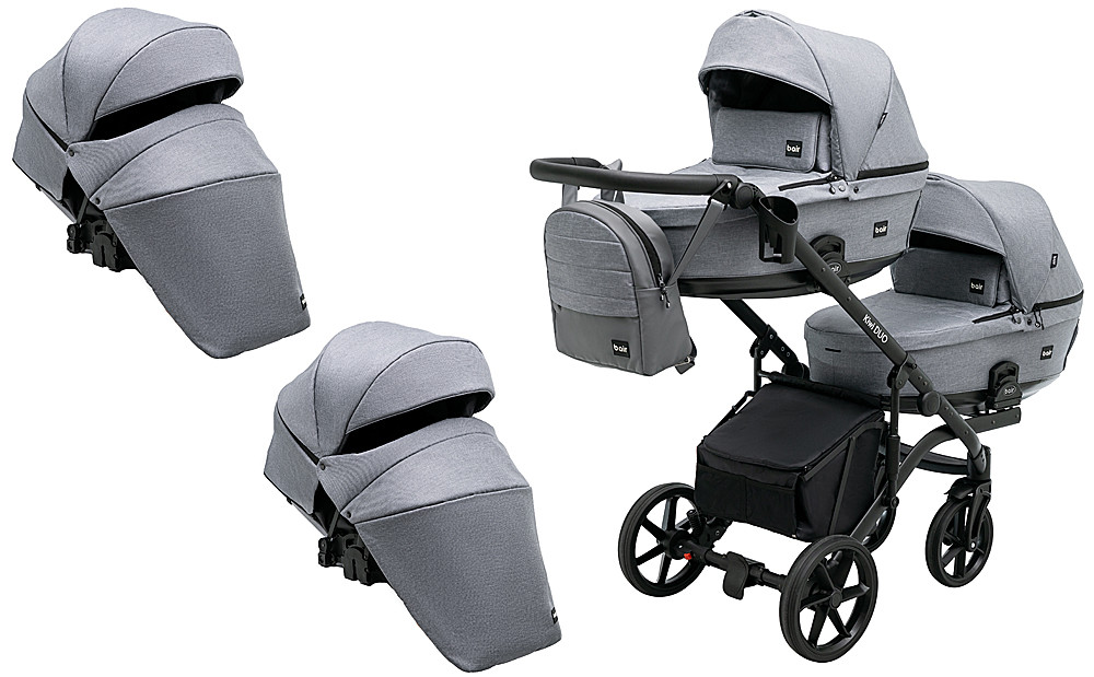 Коляска 2 в 1 для двійні Bair Kiwi DUO Soft BKP-218 сірий
