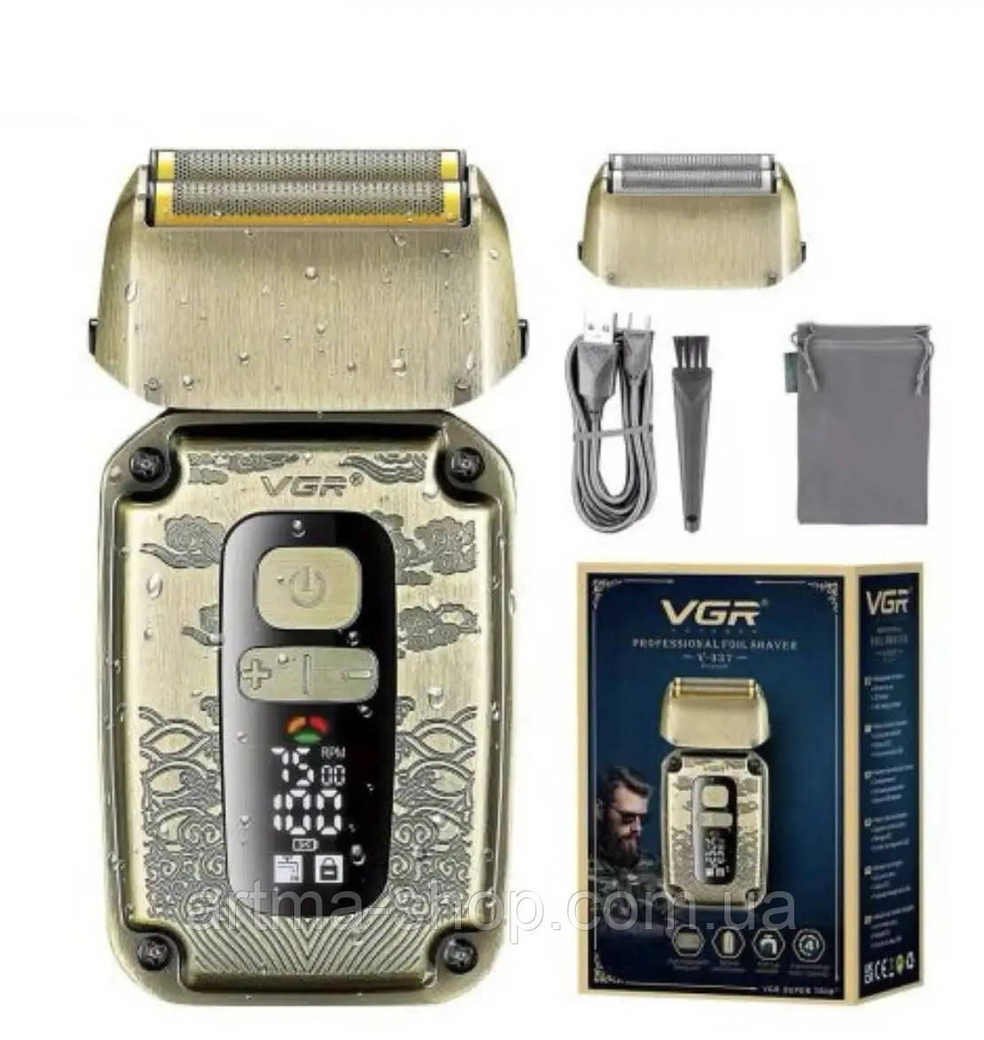 Потужна чоловіча електробритва (Шейвер) VGR V-337, Потужність 5Вт, 2 плаваючі головки з титану (V 337), фото 1