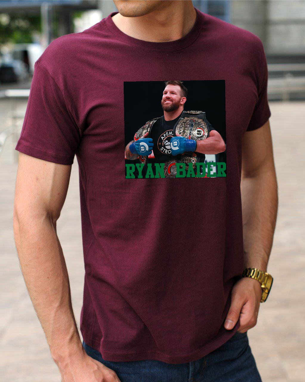 Футболка бавовняна для боксу та єдиноборств з принтом Райан Бейдер,одяг боксерською тематикою розмір S, фото 1