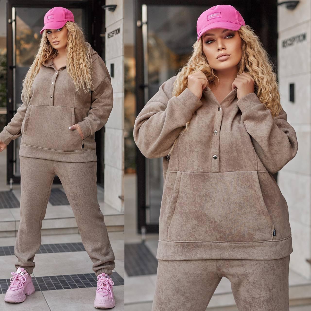 Костюм жіночий спортивний із якісної тринитки на флісі Варенка (батал), фото 1