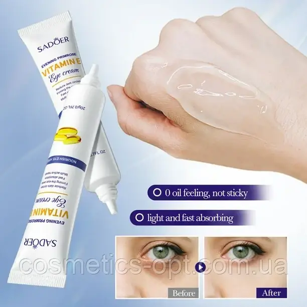 Крем під очі з вітаміном Е проти старіння шкіри Sadoer Evening Primrose Vitamin E Eye Cream, 20 г