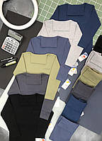 Детский теплый однотонный трикотажный гольф байка на мальчика подростка, качественные водолазки с начесом 7-13