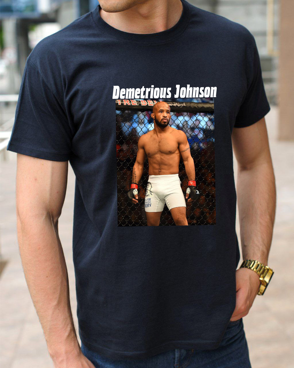 Футболка бавовняна для боксу,футболка з принтом Деметріус Джонсо,одяг з боксерською тематикою розмір S, фото 1