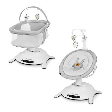 Заколисуючий центр ліжко-шезлонг 2 в 1 Lionelo Bella Set Grey Concrete, фото 1