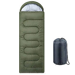 Спальний мішок демісезонний, 200х60см, Хакі / Спальник з капюшоном / Утеплений спальний мішок