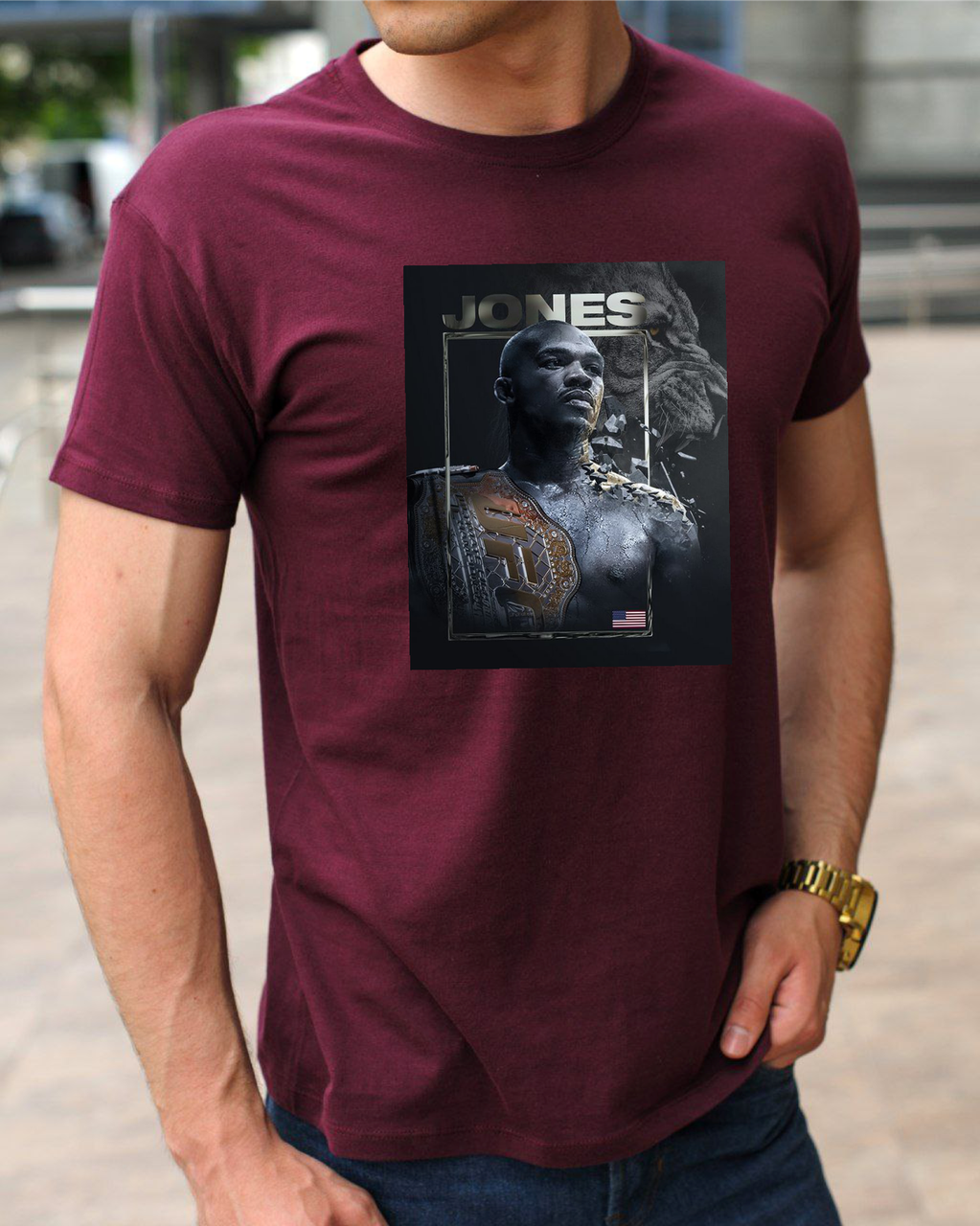 Футболка бавовняна для боксу та єдиноборств,футболка з принтом Джон Джонс,одяг боксерською тематикою розмір S, фото 1