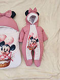 Комплект для новонароджених дівчаток, принт Мінні з кульками, темно-рожевий, фото 3