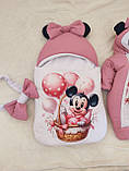Комплект для новонароджених дівчаток, принт Мінні з кульками, темно-рожевий, фото 2