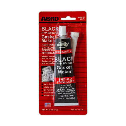 Герметик для формування прокладок ABRO 12-AB Gasket Maker силіконовий чорний 85 г, фото 1