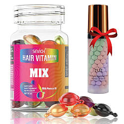 Капсули для волосся Sevich Mix 30 шт + Подарунок База під макіяж TUZ / Капсули з олією для блиску волосся