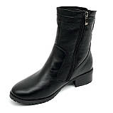 Сапожки середньої висоти чорні жіночі із замком шкіряні на вовні Вілюс 3121 розмір 37, фото 8