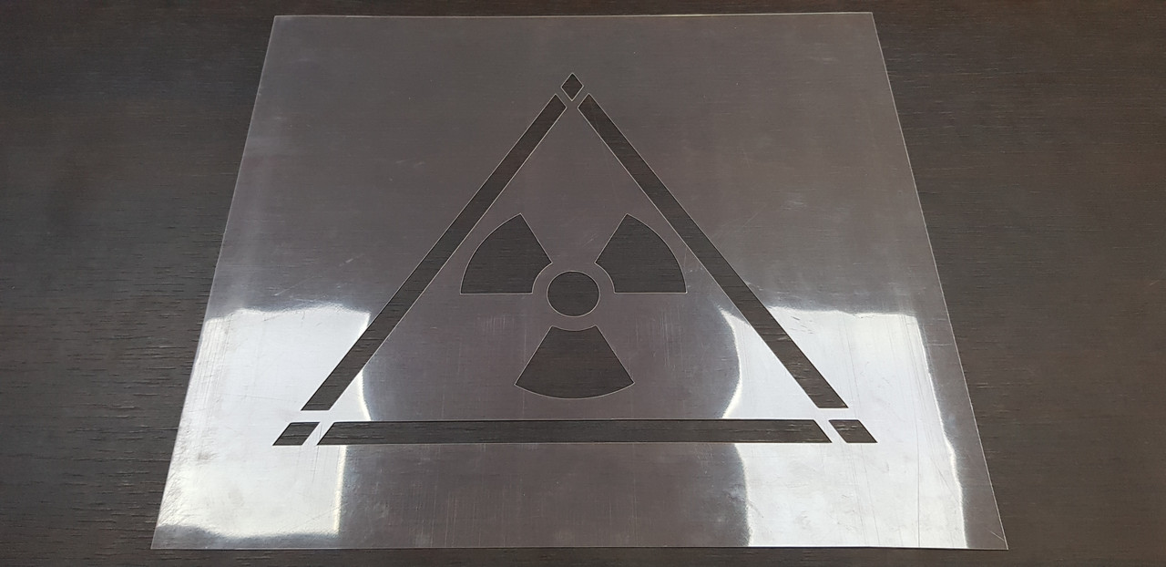Трафарет багаторазовий з попереджуючим текстом "Радіація", 30 х 30 см, фото 1