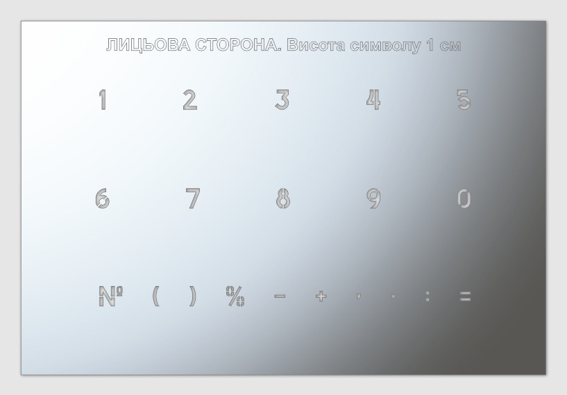 Трафарет цифри, висота символу 10 мм (у наявності від 10 до 140 мм)
