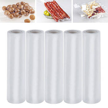 Комплект 5шт Вакуумні пакети 5 м х 25 см / Пакети для вакуумного пакувальника / Рифлені пакети для вакууматора