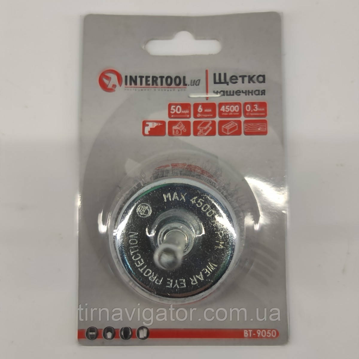 Щітка по металу для дриля 50мм 1/4" (кручений дріт) InterTool BT-9050