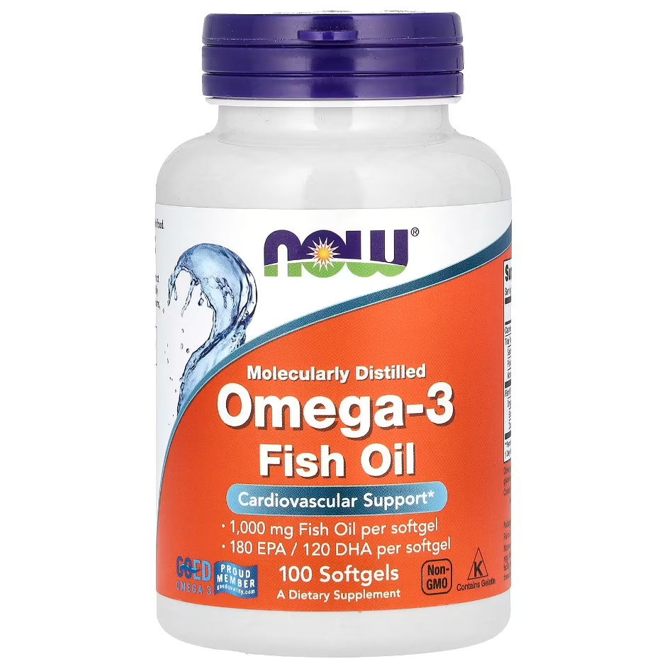 Риб’ячий жир з омега-3 1000 мг 180 мг ЕПК та 120 мг ДГК NOW Foods 100 капсул, фото 1