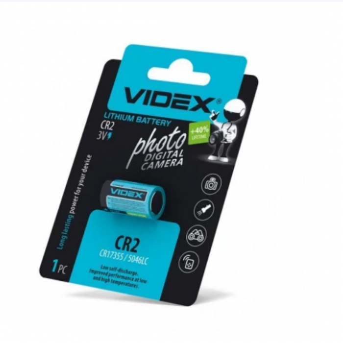 Батарейка Videx CR2 U-1 Lithium, 3v