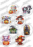 Вафельна картинка для тортів, капкейків, мафінів, топерів, пряників "хеллоуін, halloween" (лист А4)