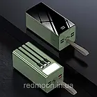 Повербанк 40000мАч з ліхтариком, 4хUSB, 3 кабелі-перехідники, Зелений / PowerBank / УМБ / Павер банк, фото 6