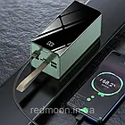 Повербанк 40000мАч з ліхтариком, 4хUSB, 3 кабелі-перехідники, Зелений / PowerBank / УМБ / Павер банк, фото 10