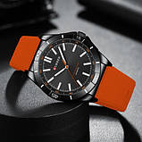 Діловий повсякденний кварцовий наручний годинник Curren 8449 Black-Orange, фото 3