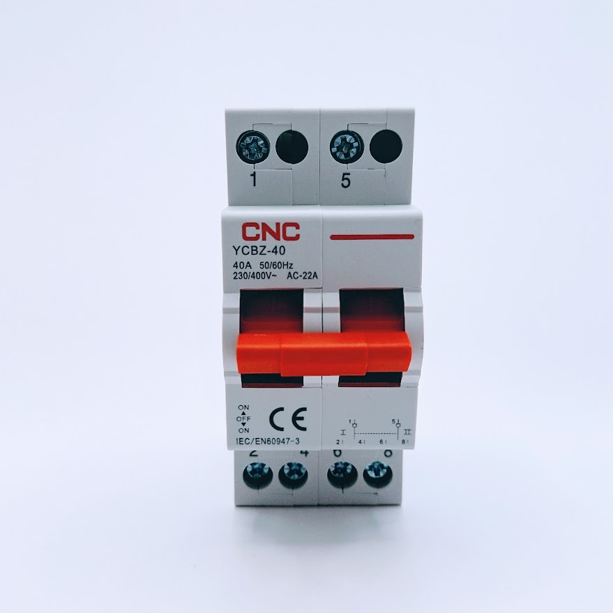 Перемикач навантаження CNC Electric 2P 40А I-0-II (YCBZ-40 2P) до байпаса 1-0-2