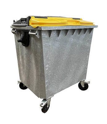 Контейнер оцинкований 1100 л з пластиковою кришкою в кришці, фото 1