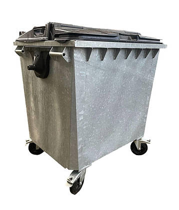 Контейнер оцинкований 1100 л з пластиковою кришкою в кришці, фото 2