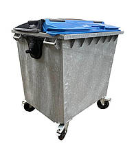 Контейнер оцинкований 1100 л з пластиковою кришкою в кришці, фото 4