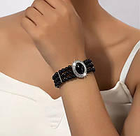 Браслет чорний з перлами у вінтажному стилі "Леді Діана"