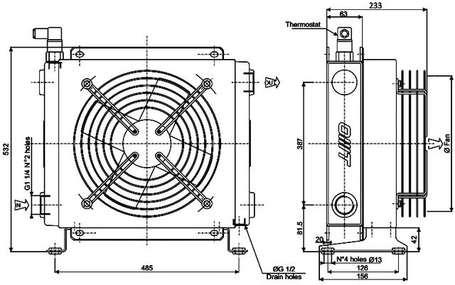 розміри маслоохолоджувача SS400300A-P розміри маслоохолоджувача SS400300A-P
