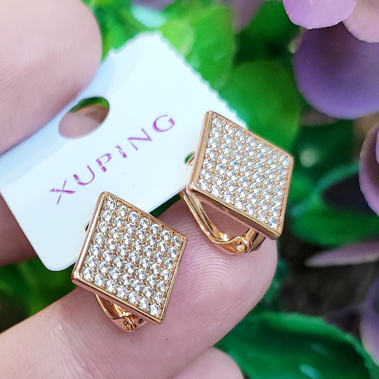 Сережки Xuping довжина 1.5см ширина 1.5см медичне золото позолота 18К с1499