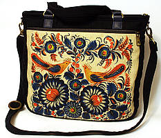 Джинсова сумочка саквояж дві пташки