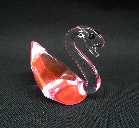 Фігурка міні з кришталю Лебідь рожевий, фото 1