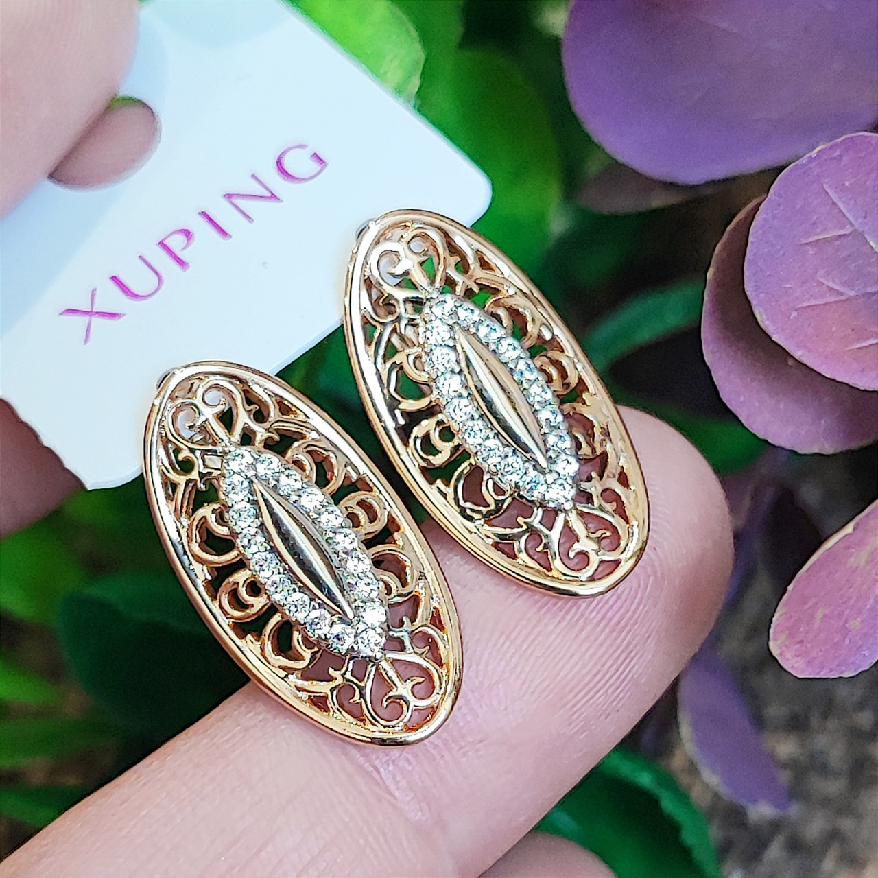 Сережки Xuping довжина 2.2см ширина 12см медичне золото позолота 18К с1502