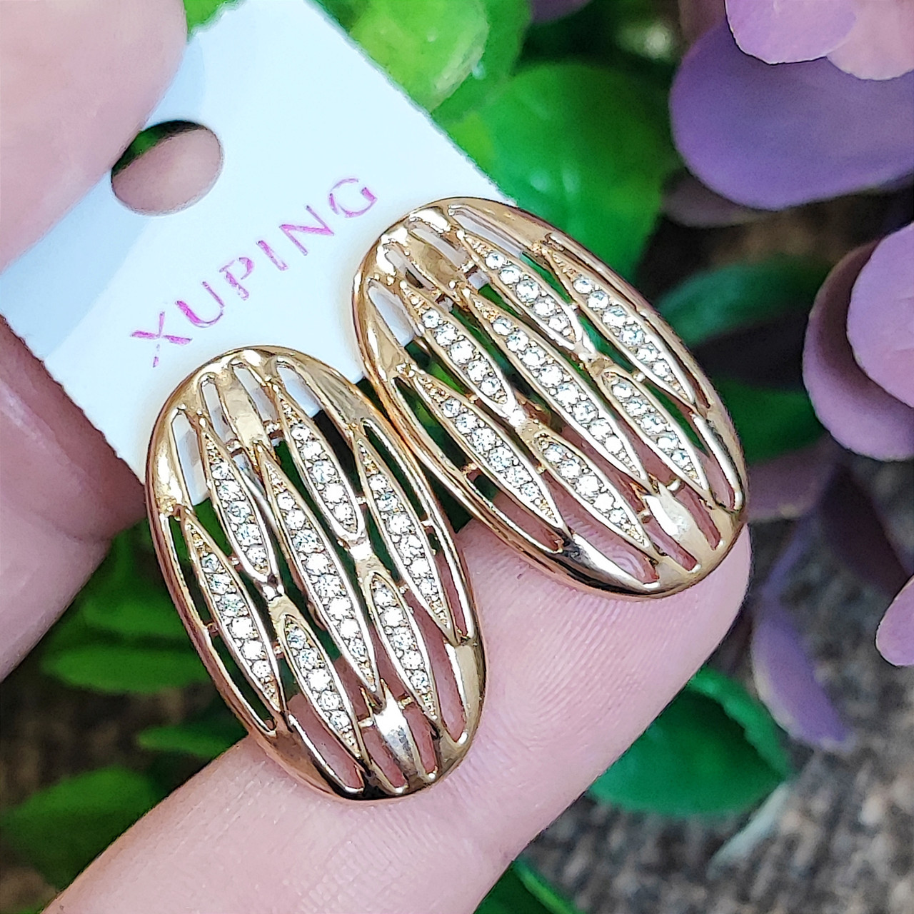 Сережки Xuping довжина 2.6см ширина 1.5см медичне золото позолота 18К с1503