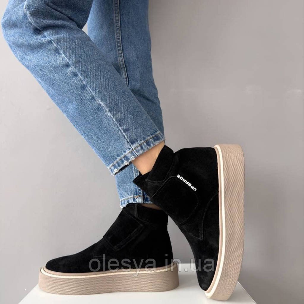 Черевики демісезонні жіночі замшеві утеплені Розмір 40, фото 1