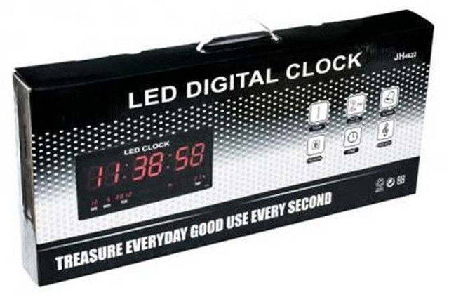 Годинник великі світлодіодні настінні з календарем і термометром, фото 2