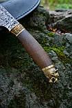Ніж ручної роботи з дамаської сталі «Тигр #19» з шкіряними піхвами 60 HRC., фото 5
