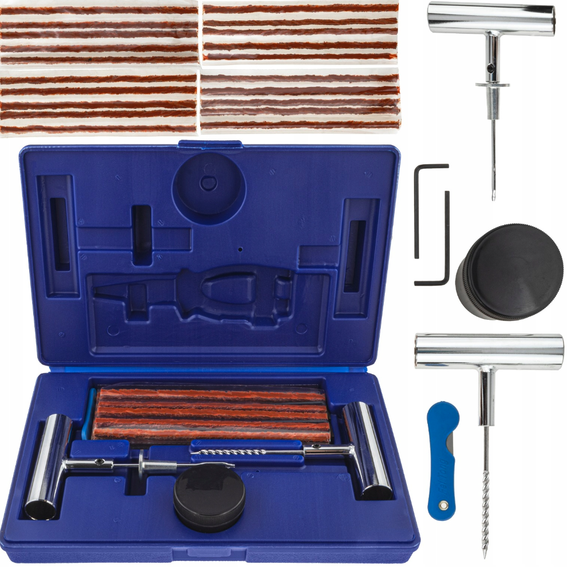 Набір для ремонту безкамерних шин (шило + шнури) 27 ел. Falcon F03102