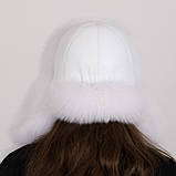 Жіноча хутряна шапка ушанка з натурального хутра песця, фото 4