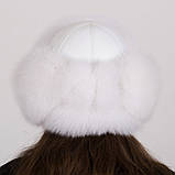 Жіноча хутряна шапка ушанка з натурального хутра песця, фото 9